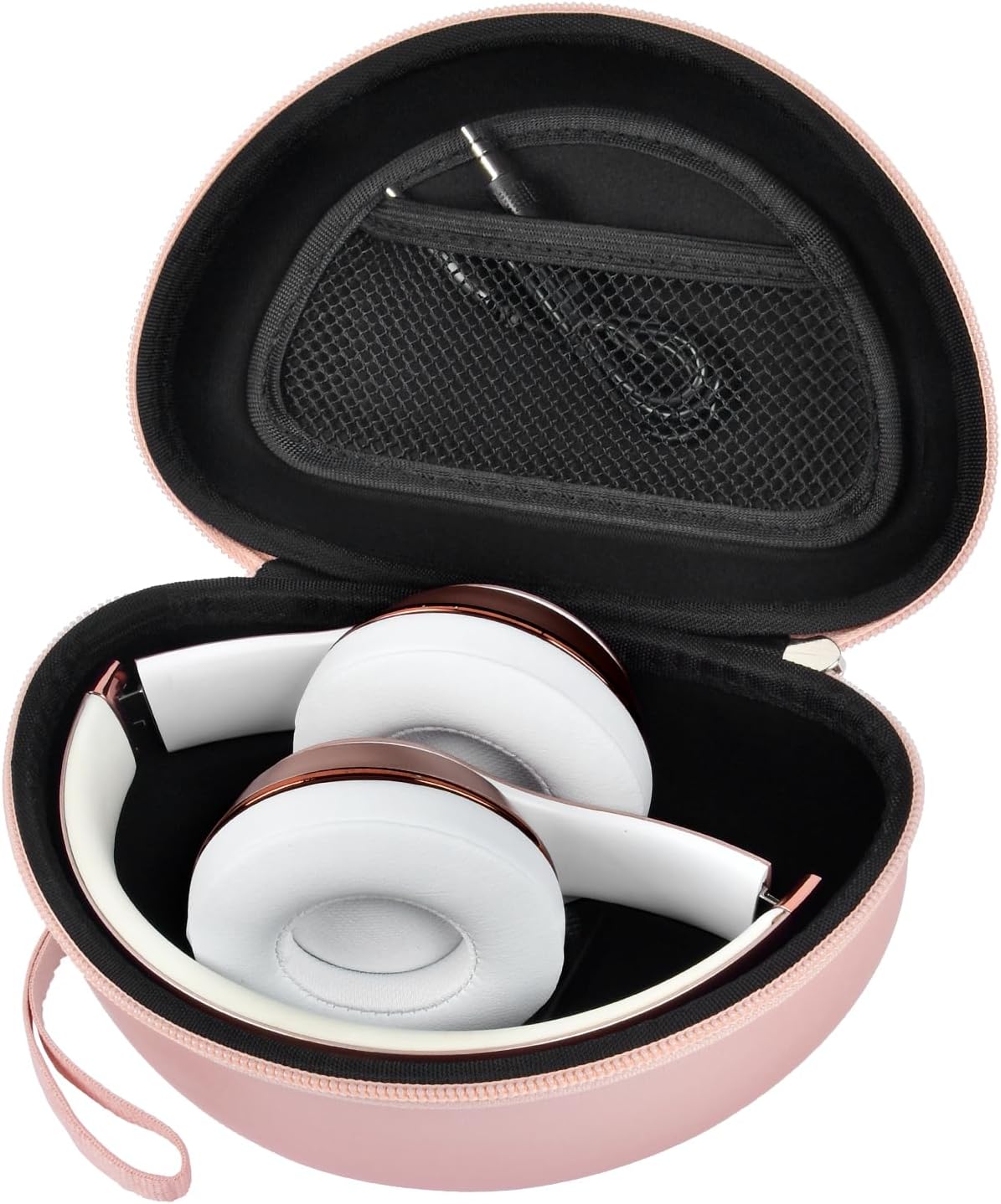 Hard Headphone Case for Beats Solo 4, Studio Pro, Solo 3, Solo 2 (CASE ONLY) - Upgraded Crush-Proof EVA Protection for Travel, Fits Foldable Headphones with Mesh Pocket, Rose Gold