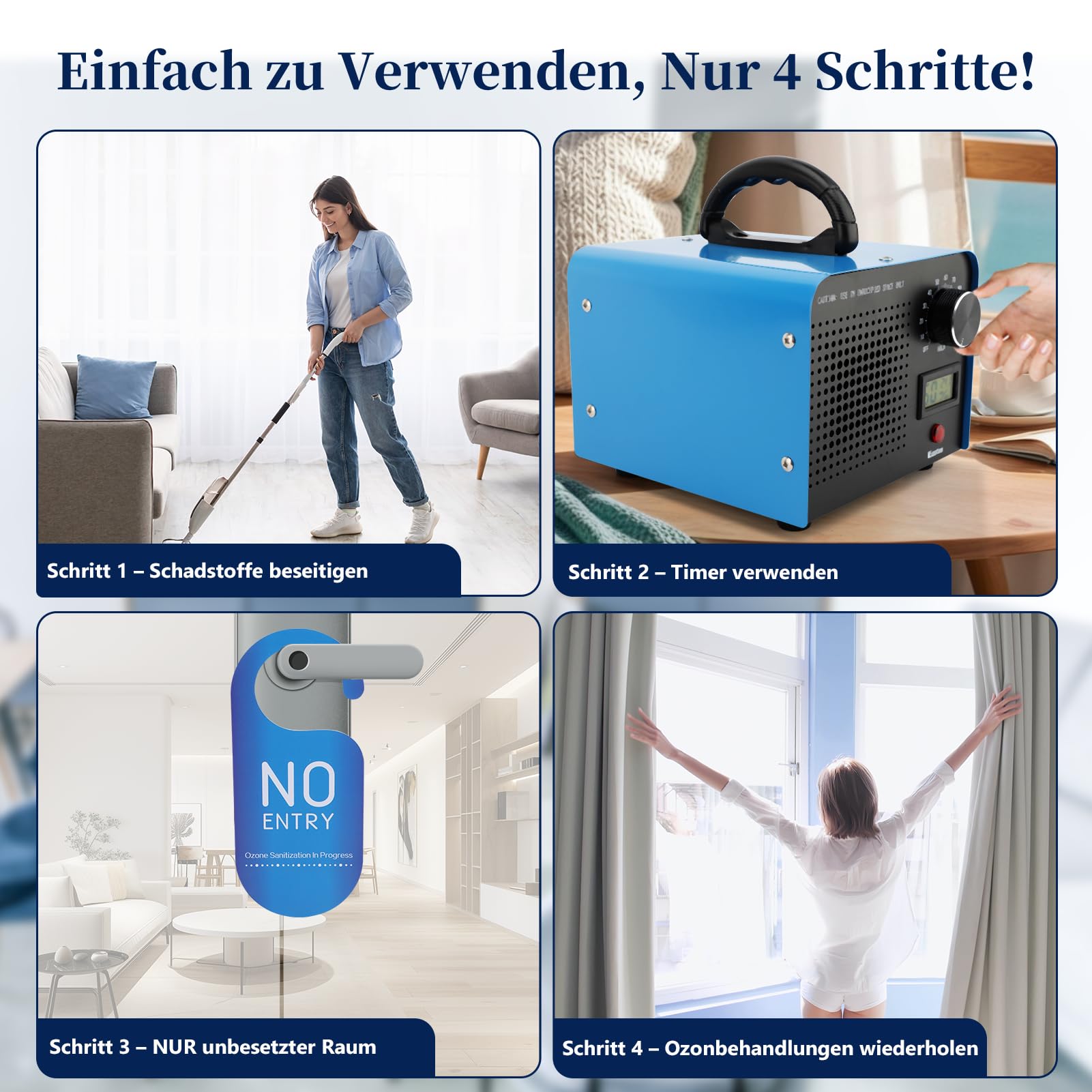 Industrielle Ozongenerator 40000mg/h O3 mit 120 Min Timer für Autos Wohnungen Geruchsbeseitigung Blau