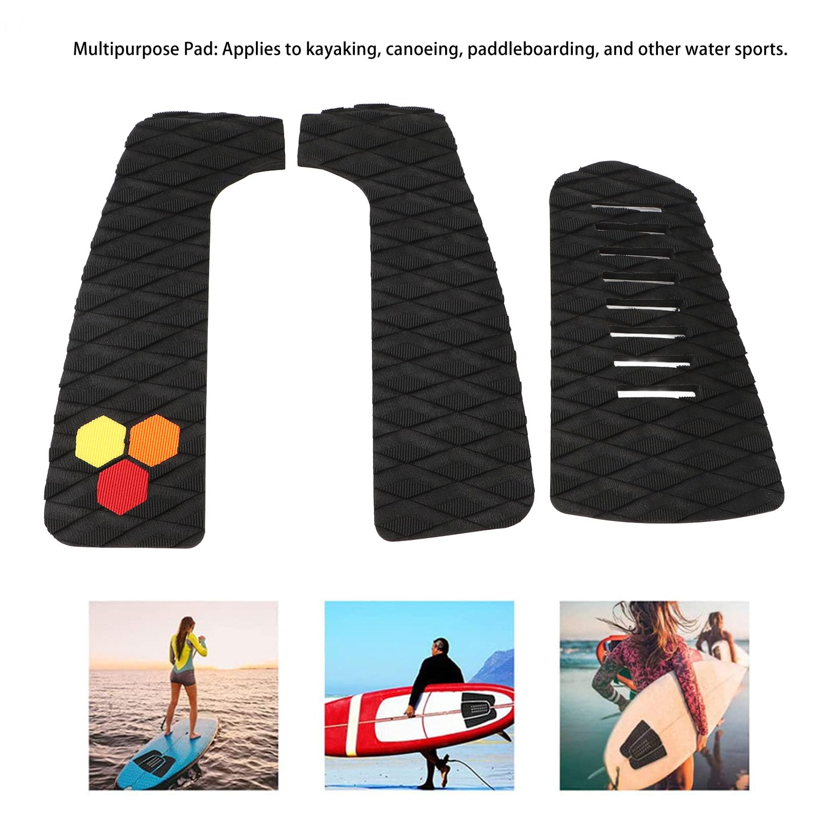 Luocute Pad di Trazione del Mazzo di Surf, Accessorio per Surf Versatile Anti Slip Trimmable Eva Accessori di Surf Versatili per Paddle di Paddle di Longboard di Yacht (Black)