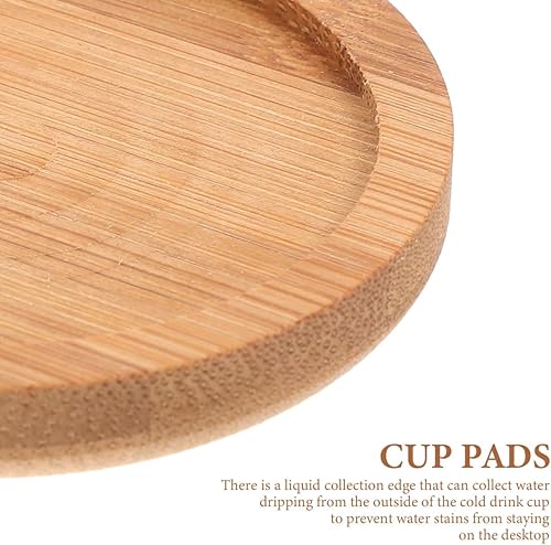 Miniatura 3 de PRETYZOOM 6 posavasos de bambú absorbentes, placa de madera para plantas, salvamanteles de bambú, decoración de mesa de café, platillos de cerveza,