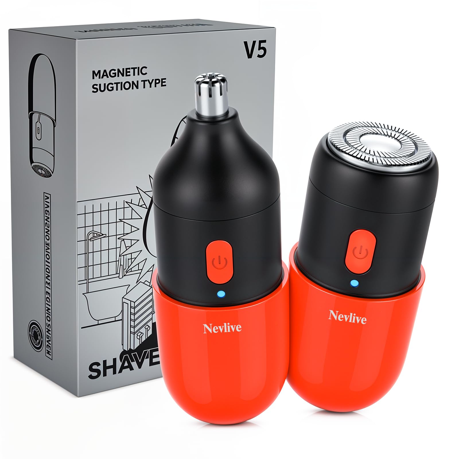 2-in-1 Facial Hair Remover Nose Trimmer for Women and Men USB-C Rechargeable Mini Electric Shaver Waterproof Dual-Edge Stainless