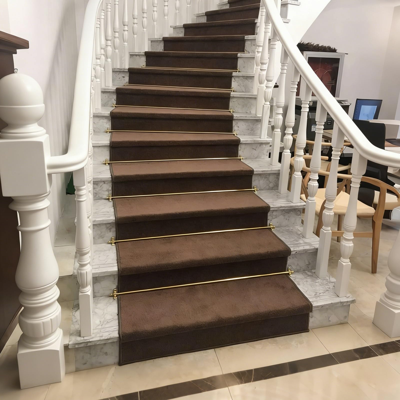 Pręty dywanowe na schody Pręty dywanowe na schody, do dywanów o szerokości do 125 cm wąskich, idealny do schodów do domu i biura (1 szt., 91 cm/36 cali)