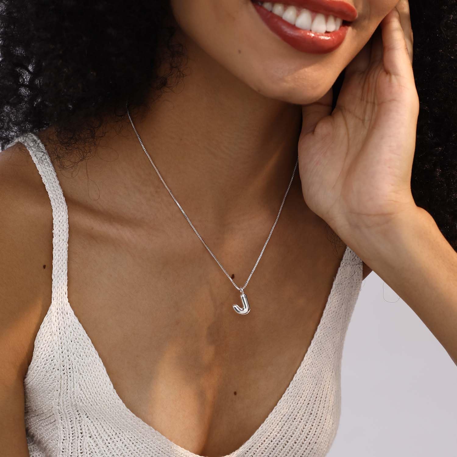 Bubble Gold Silver Letter Necklace Initial Necklaces for Women Trendy 14K Dainty Charm Pendant Name Necklace Personalized Jewelry Gift for Women Teen - Image 4