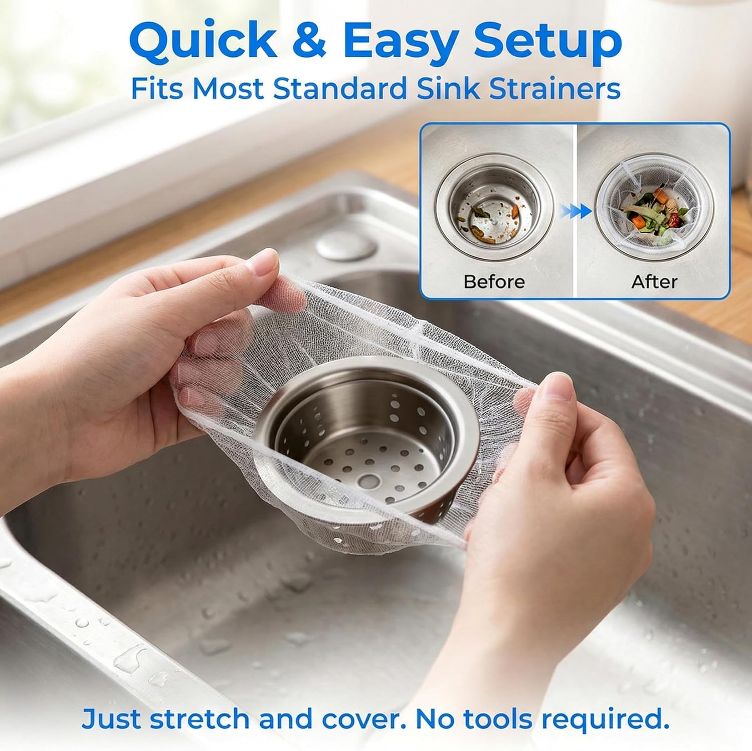 RAINFLOW 400 Pack Kitchen Sink Strainer Mesh Bag - Disposable Sink Drain Covers,Kitchen Essentials Sink Filter Nets, Anti-Clogging Sink Drain Strainer Collecting Leftovers, Hair, Debris