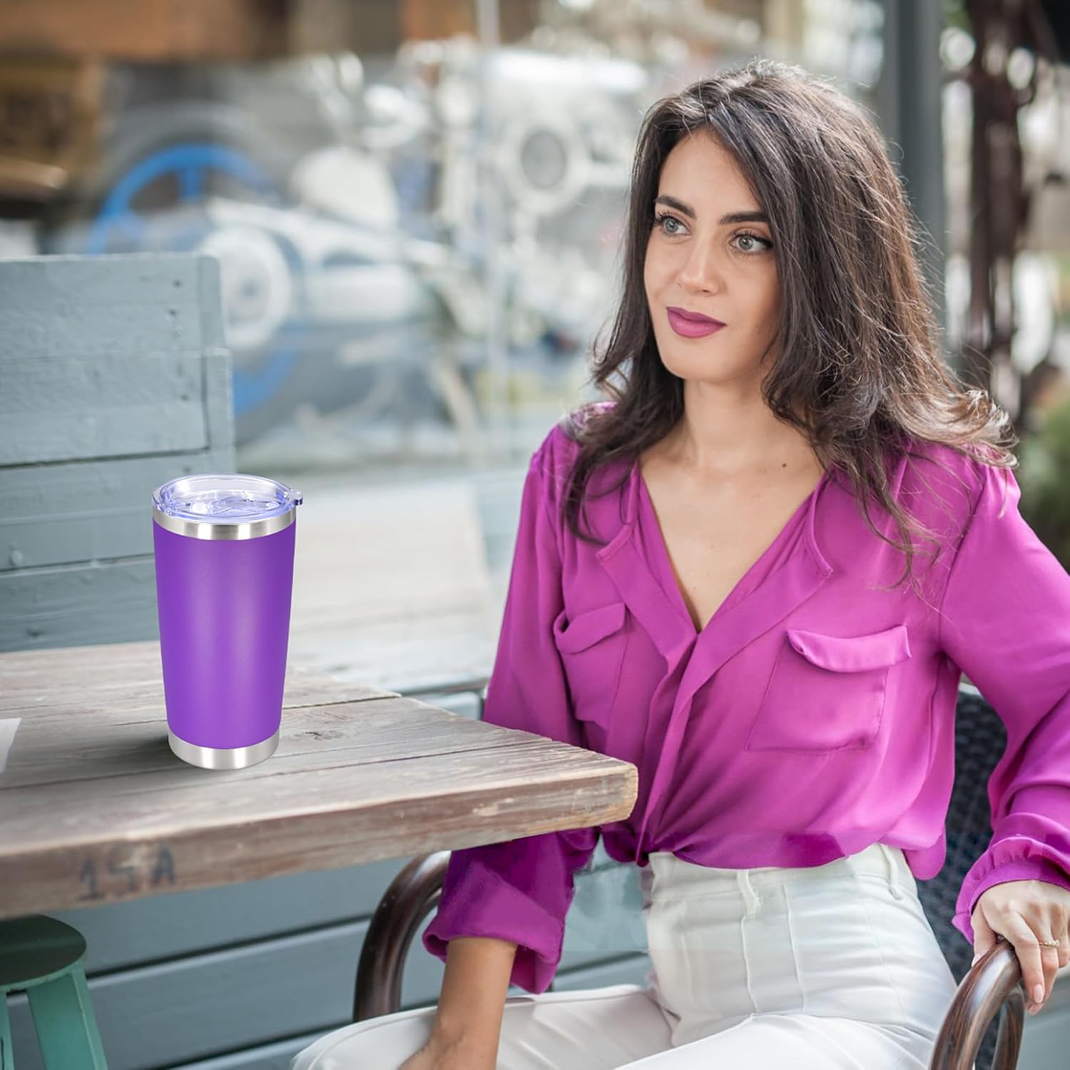 20 oz Tumbler Insulated Tumblers Stainless Steel Coffee Mug,Purple 6PCS image 2