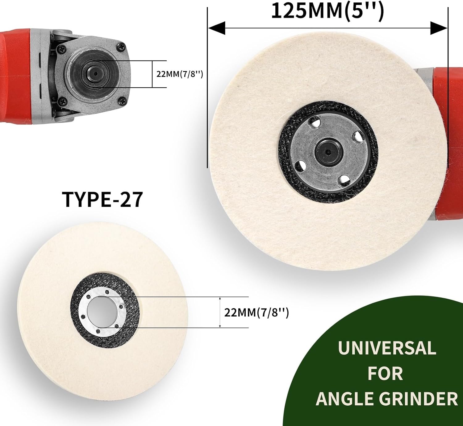 100/115/125mm Wool Polishing Wheel Buffing Pads Angle Grinder Wheel Felt Polishing Disc for Metal Marble Glass Ceramics