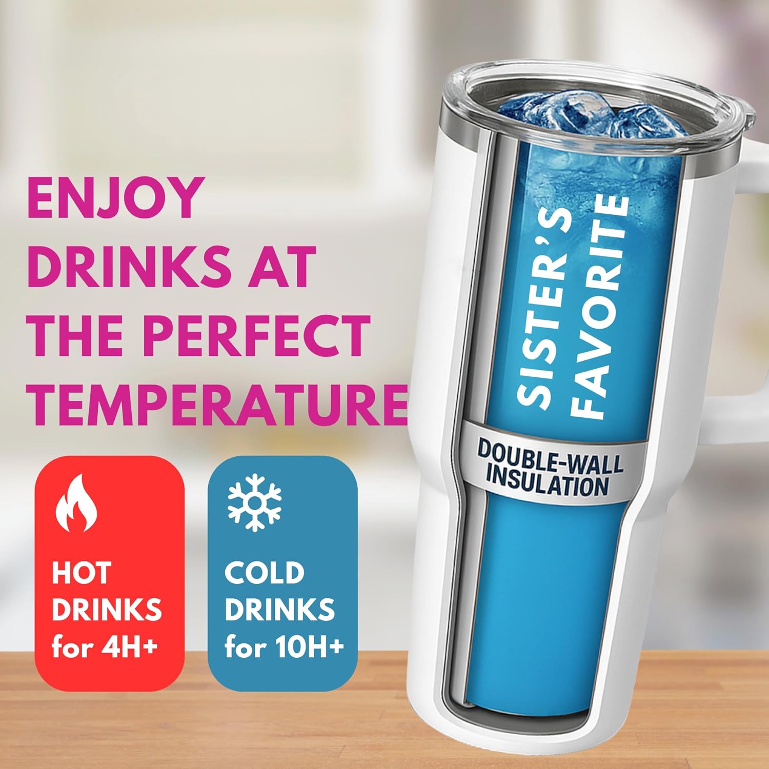 Mothers Day Gifts For Sister - Cool Sister Club Tumbler 40Oz, Big Sis Gift Ideas, Funny Presents for Her, Cute Sibling Tumbler Younger or Older Sisters, Birthday Gifts for Women and Teenage Sis - Image 5