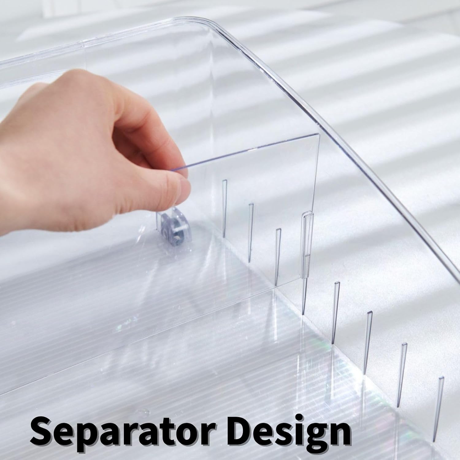 3 Pcs Refrigerator Drawer Organizer ,Fridge Organizer Bins on Wheels, Roll Out Pantry Storage Bins with Handle Upgrade Thick Plastic Pantry Storage Bins for Kitchen Organization