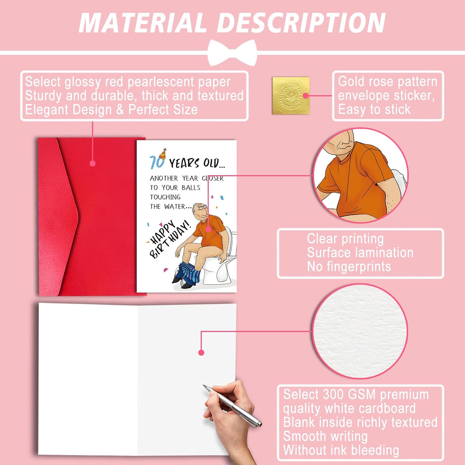 LYMEQING 70th Birthday Card for Men Him Friend, Funny Husband Birthday Card, B-Day Gift for Dad Grandpa Brother Boyfriend (Another Year Closer to Your Balls Touching the Water) - Image 4