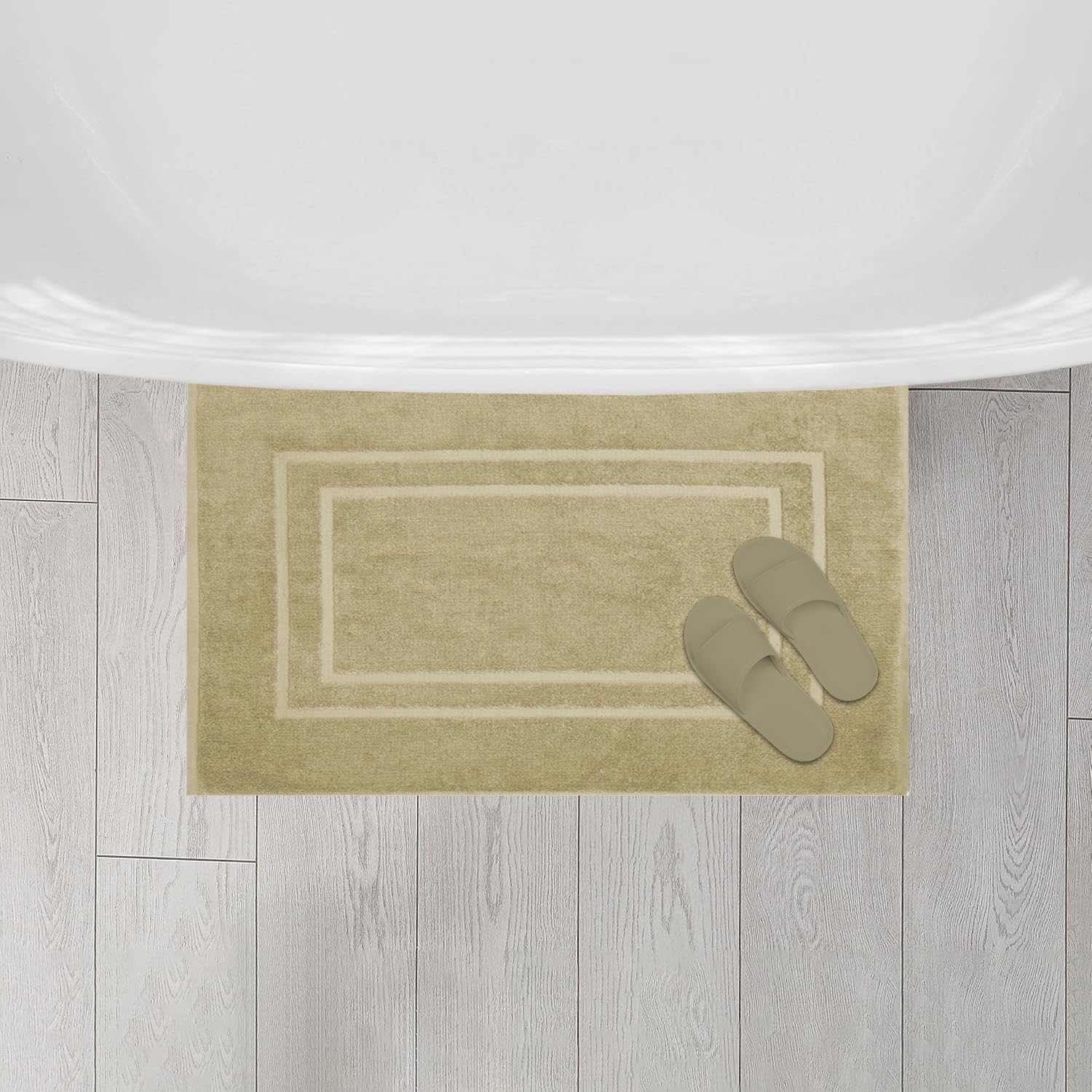Feather & Stitch - Tappeto da bagno in lino, 2 pezzi, 100% cotone, ultra morbido, per doccia, camera da letto, soggiorno, cucina, assorbenti d'acqua, asciugatura rapida e spessi tappetini