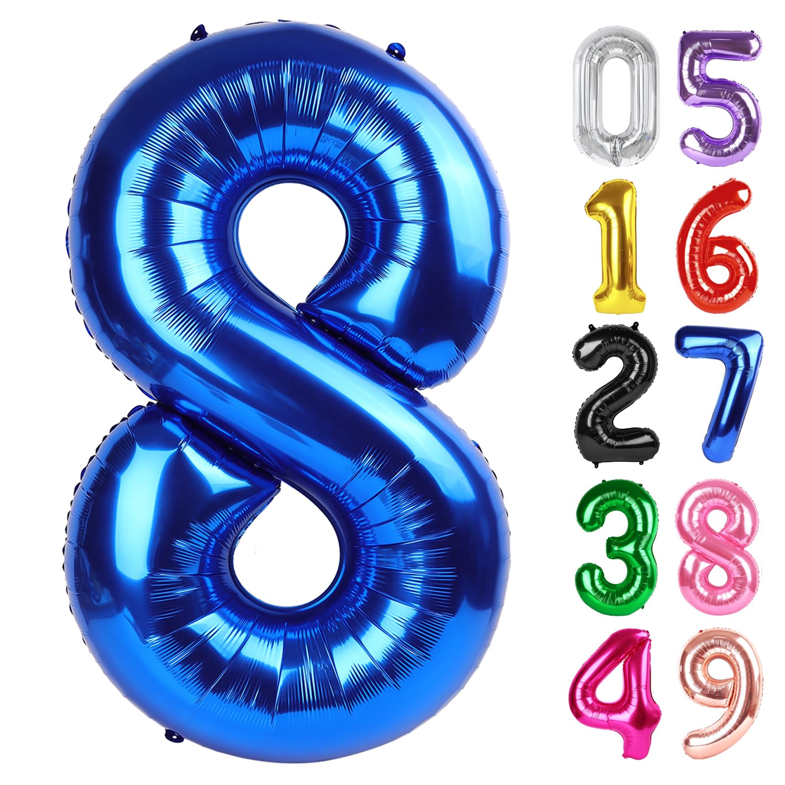 Navy Blue Number 8 Balloon 40 Inch, 8th Birthday Decorations Men Women