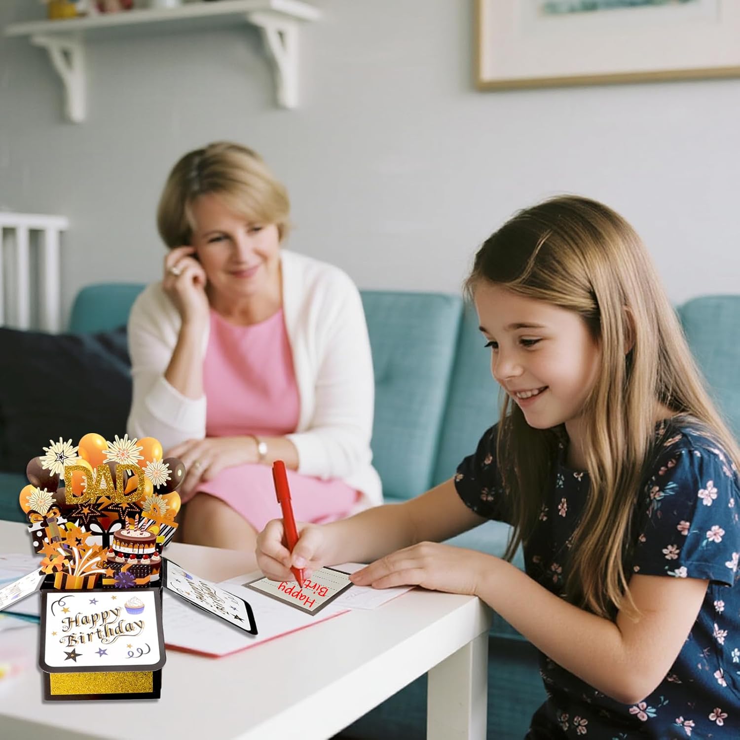 Happy Birthday Pop Up Card for Dad Cool 3D Birthday Gift Box with Envelopes Balloon Fireworks Creative Gifts Ideas from Daughter Son Funny Birthday Decorations for Father - Image 6