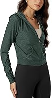 ODODOS Women's Cropped Full-Zip Hoodie: odSTRATUM Tech Ultra Soft UPF 50+ Breathable Hooded Jacket with Pockets