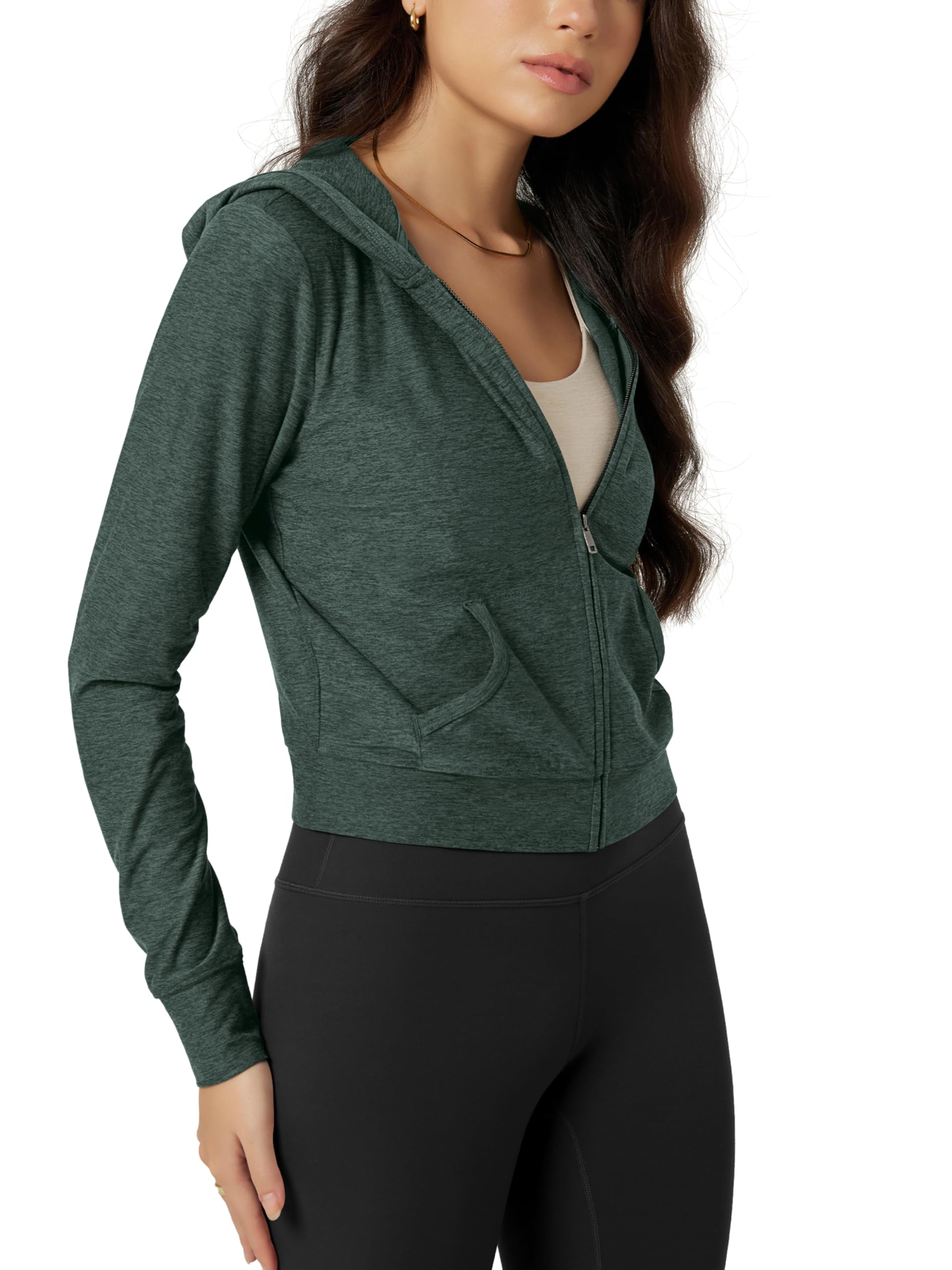 ODODOS Women's Full-Zip Cropped Hoodie