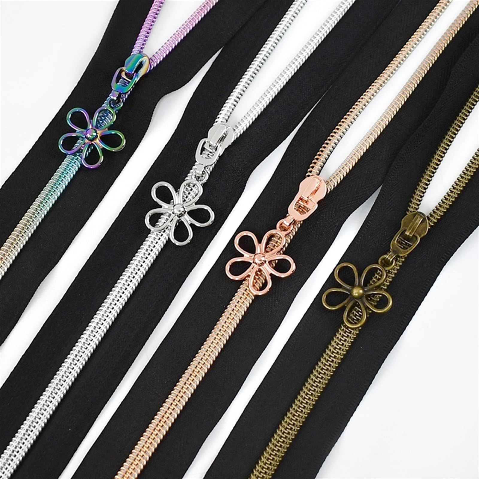 Kit de reparación de cremalleras, Cremallera de nailon deslizante, tamaño 5, multicolor, paquete varias piezas(Lightgold,50PCS-5#)
