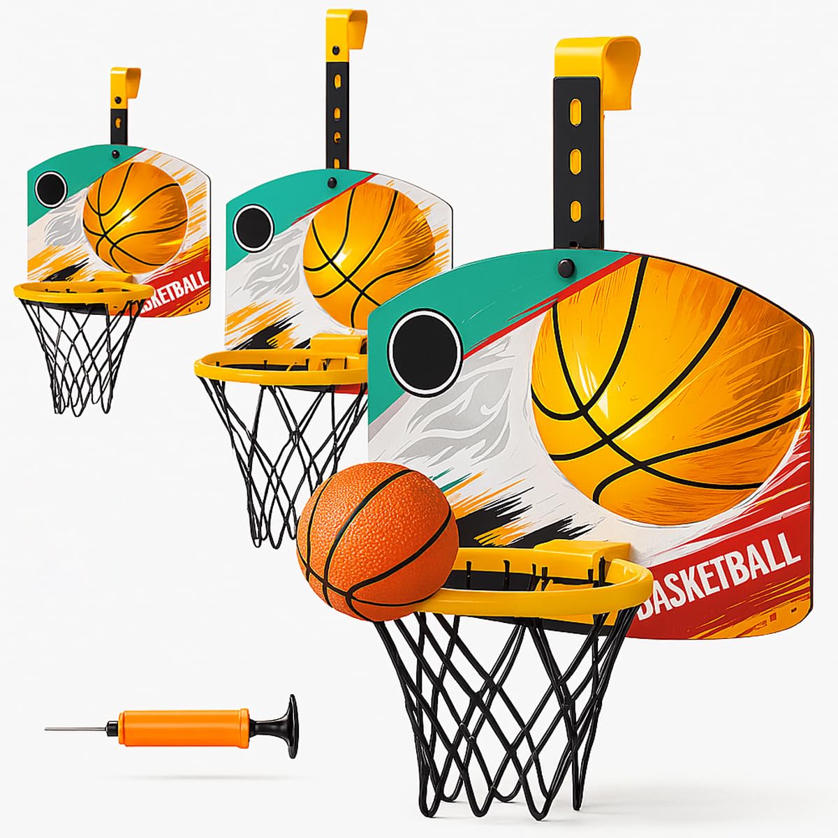 Xwin Adjustable Kids Basketball Hoop Set for Door & Wall - Indoor Mini Basketball Backboard with Ball, Pump, and Suction Cups - Portable Over the Door Basketball Toy for 3+ Years Ages Children Gift