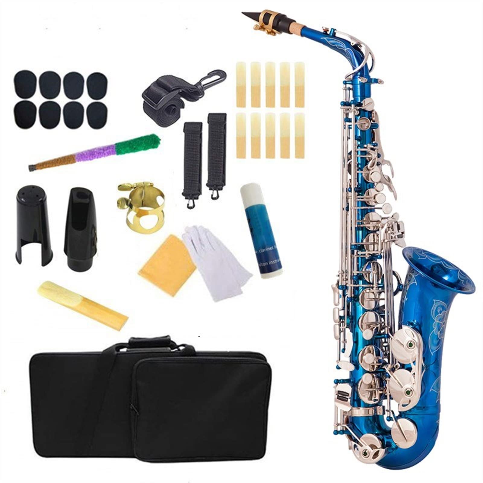 ZENGXUE Blue Silver Eb Alto Saxophone Brass Lacquered E Flat