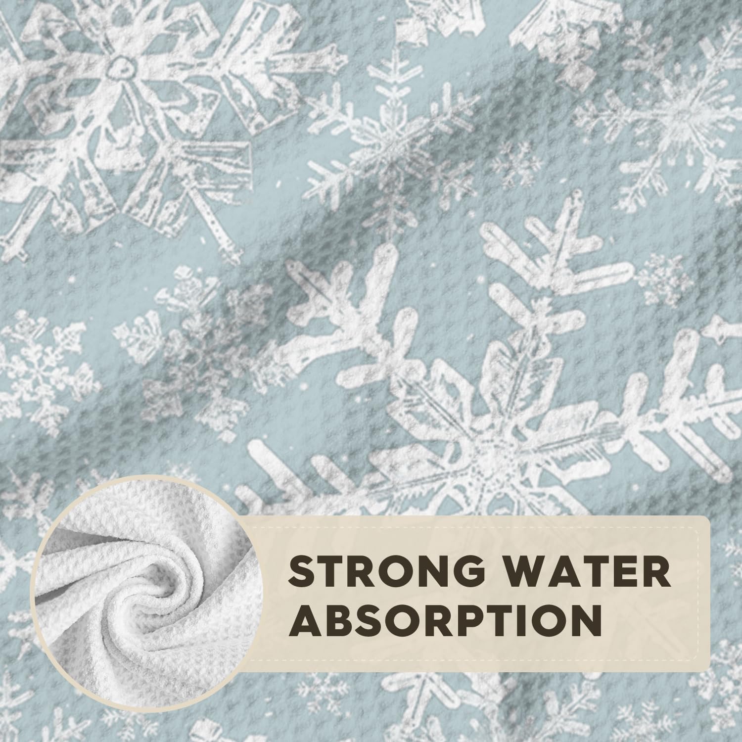 Artoid Mode Aqua Snowflakes Winter Bar Kitchen Towels, 12x24 Inch Quick Dry Microfiber Cloth Dish Towels for Kitchen Drying Set of 2 - Image 6