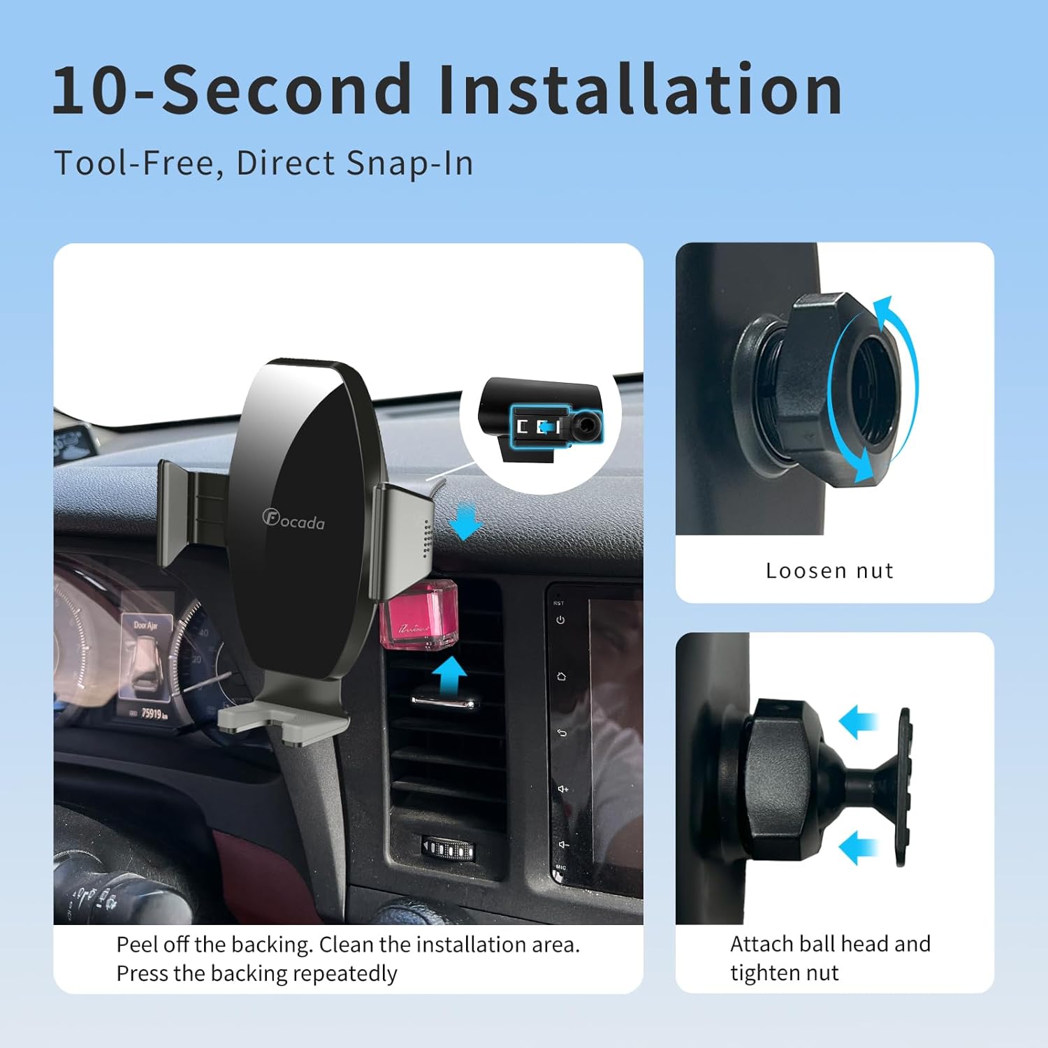 Car Phone Mount Fit for Toyota Sienna 2015-2020 Auto Interior Accessories,Vehicle-Specific Dashboard Phone Holders,360° Rotating Adjustable Phone Cradle,Stable Clip Design Cell Phone Holder