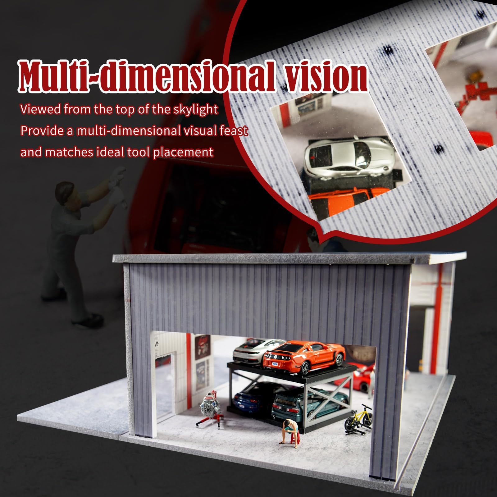 Amazon.com: Malamfans 1/64 Diorama Display Case Garage with LED