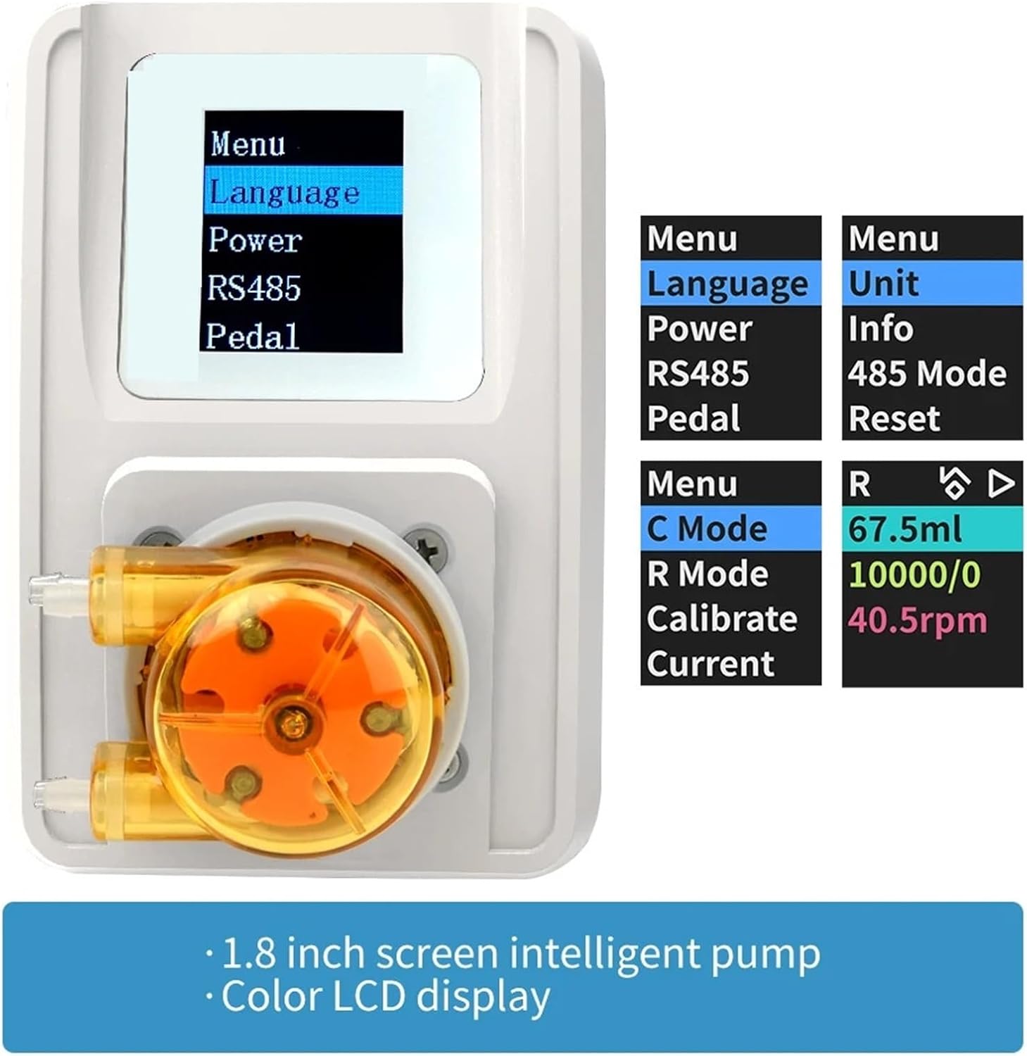 Sewage/Effluent Pumps 88ml/min M1 Adjustable Peristaltic Pump 24V High Precision Stepper Dosing Pump with LCD Screen, RS485 for Lab, Aquarium(AU)
