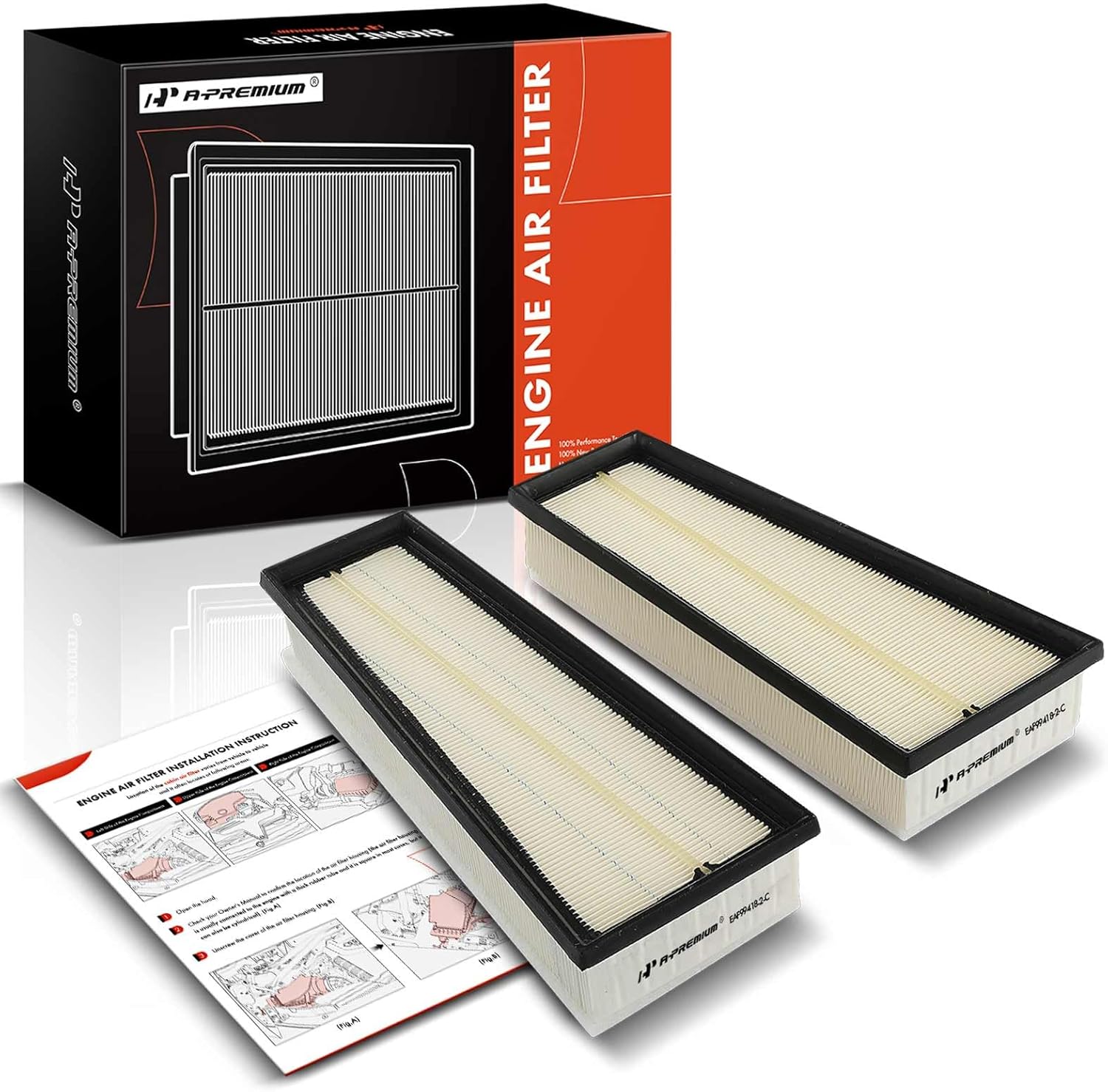 A-Premium 2-PC Left & Right Engine Air Filter Compatible with Mercedes-Benz E63 AMG S 2018-2021 2023, GLE63 AMG S/GLS63 AMG 2021-2023, S63 AMG, G63 AMG, AMG GT 63, AMG GT 63 S, Maybach GLS600, 4.0L