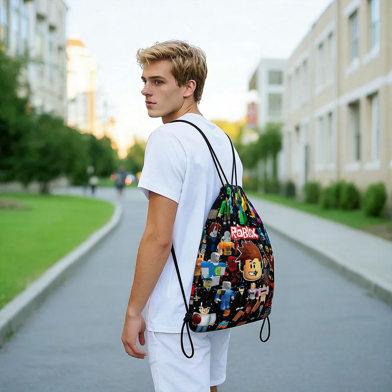 Rob-Lox Sac de gym Rob-Lox Sac de sport Hipster Gym Bag Doublé avec cordon de serrage réglable pour homme et femme