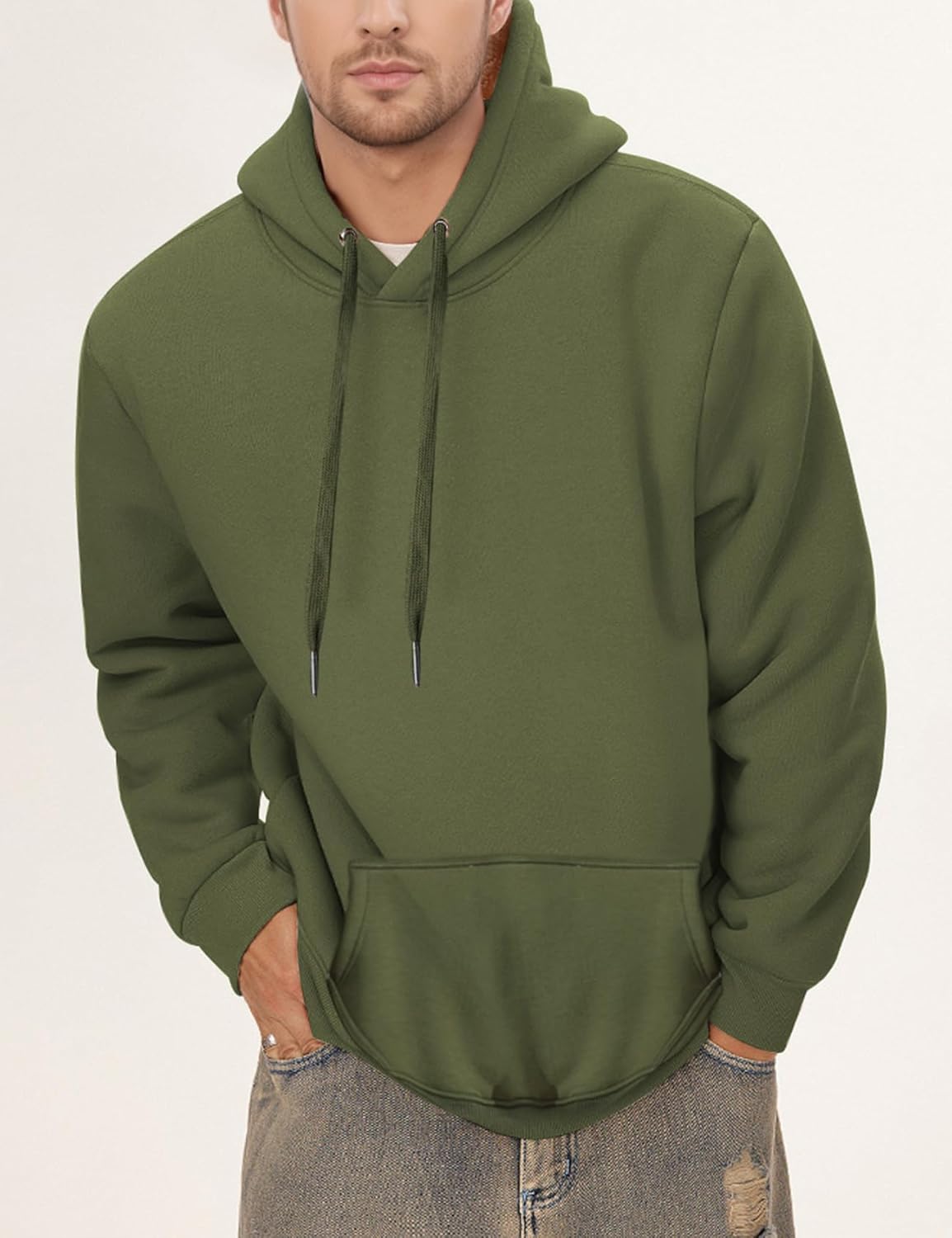 Gihuo Mens Fleece Crewneck Sweatshirts Sherpa Lined Pullover Winter Warm Shirt - Image 3