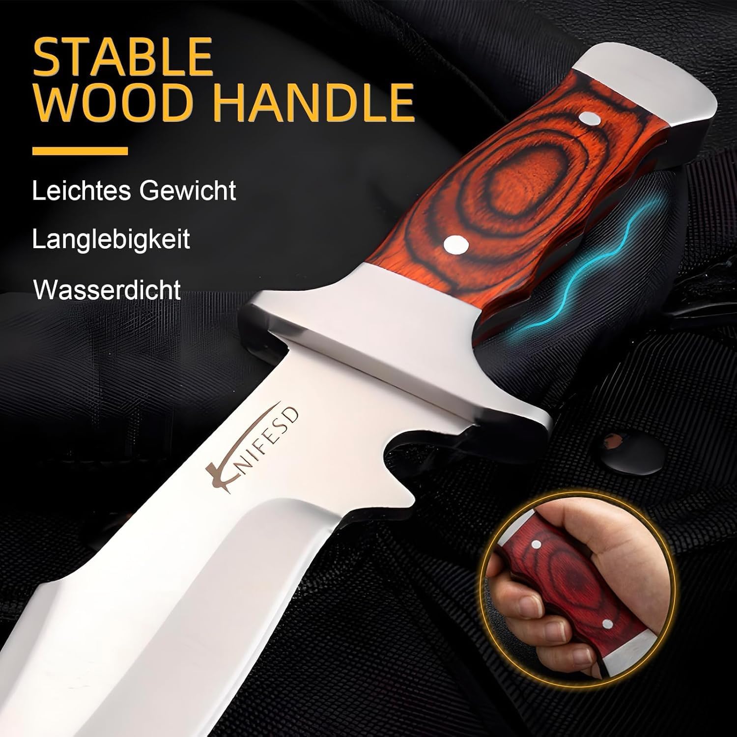 Omesio UMF Fixed Blade Knives with Sheath large Hunting Knife Full Tang Bushcraft Knives Skinning Knife Deer Hunting Knives, Big Camping Outdoor (b-red)