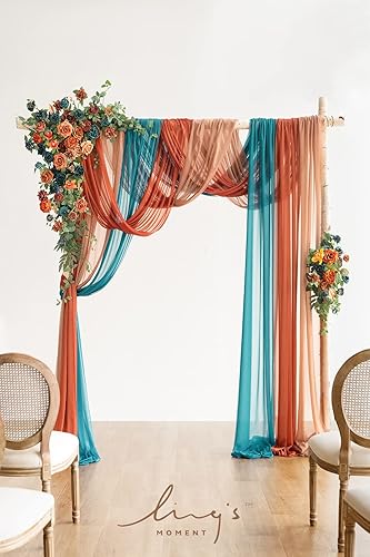 Miniatura 9 de Ling's Moment Kit de flores de arco de Marsala con cortinas (paquete de 5)  2 guirnaldas florales artificiales con 3 piezas de tela drapeada de 33