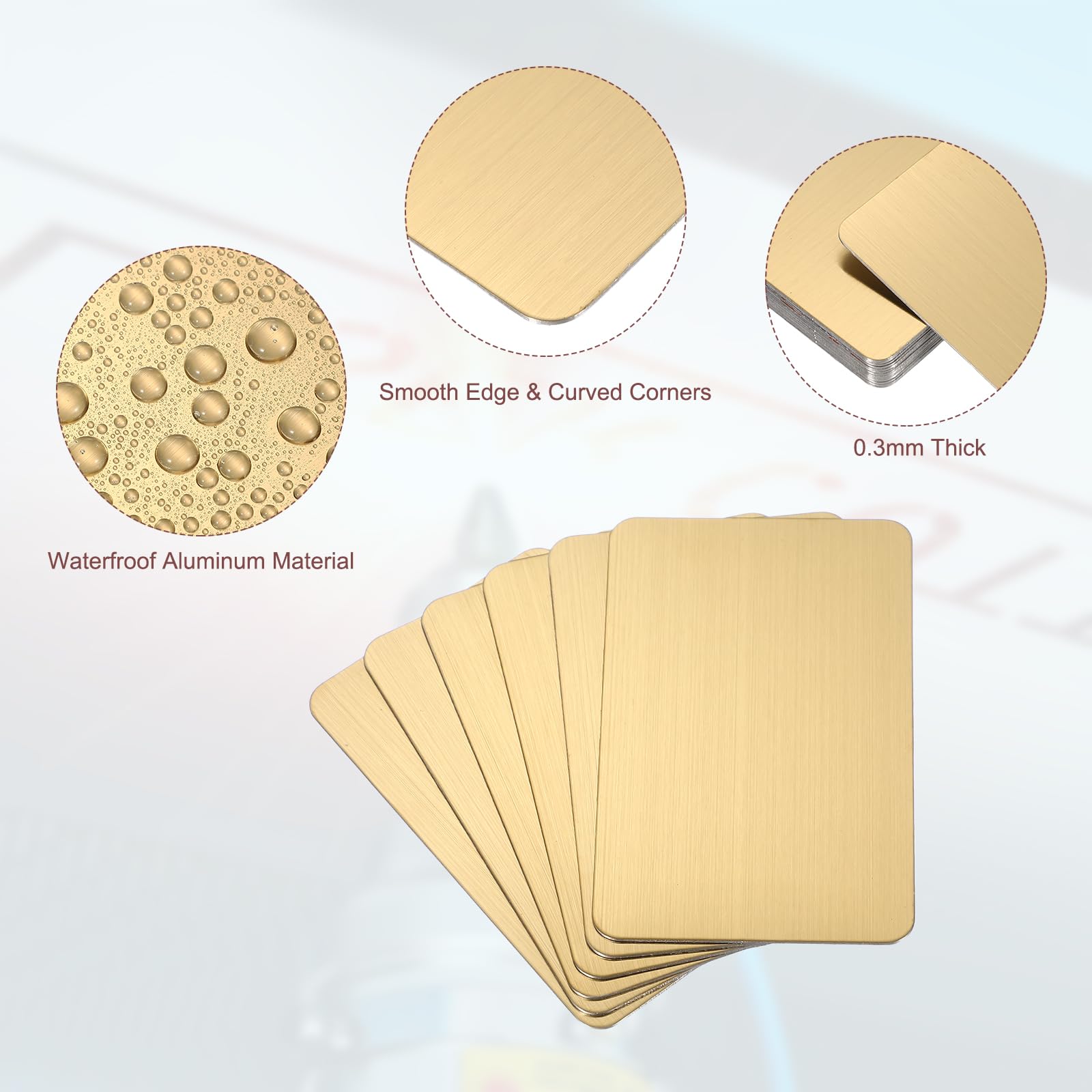 PATIKIL 0.3mm Stainless Steel Metal Business Cards, 30 Pack Brushed Blank Name Card Laser Engraving for DIY Gift Cards, Gold - Image 3