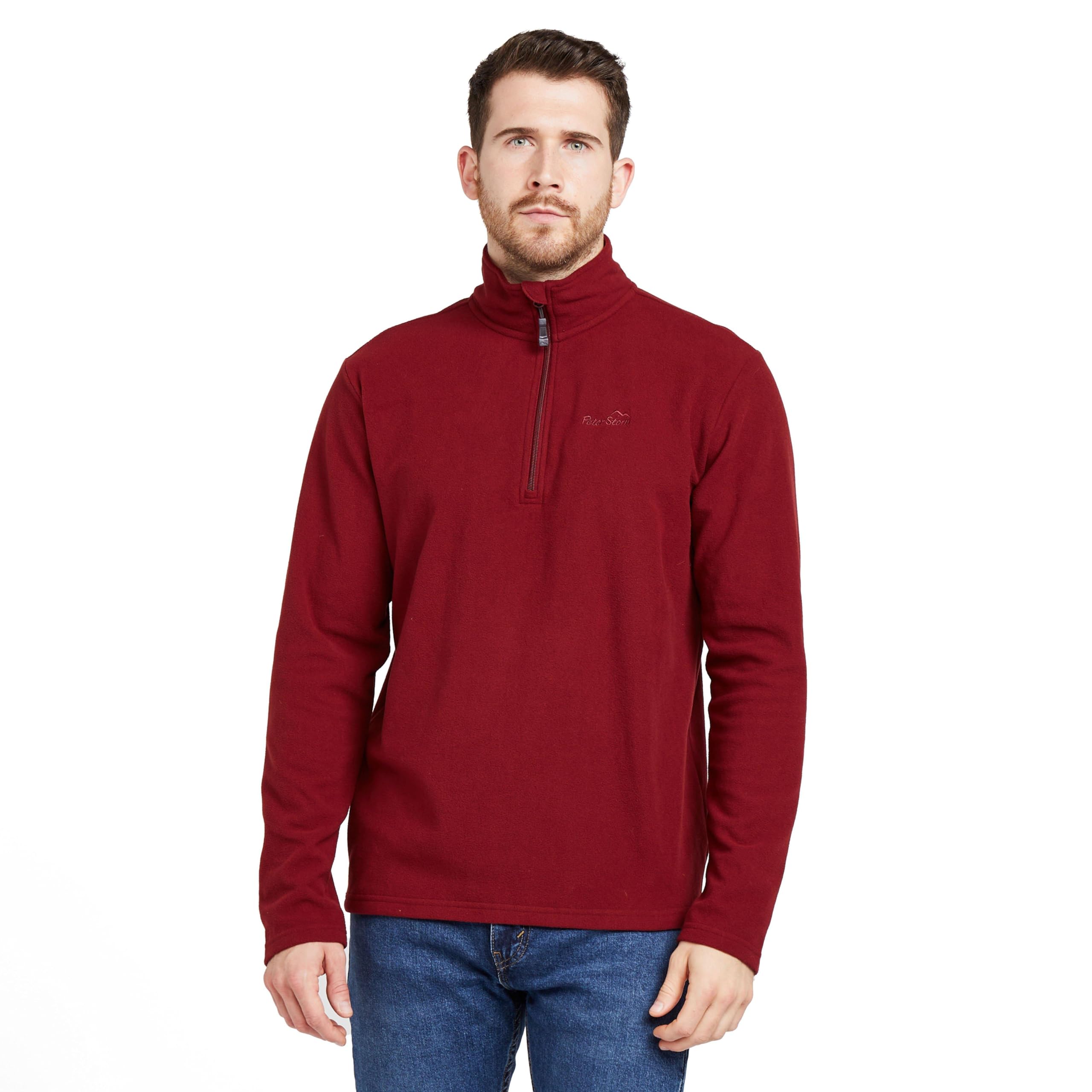 Peter Storm Mens Bracken Half Zip Fleece with Fitted Collar & Hem, Lightweight 60g Brushed Microfleece Midlayer Pullover (UK, Alpha, XXL, Regular, Regular, Red)