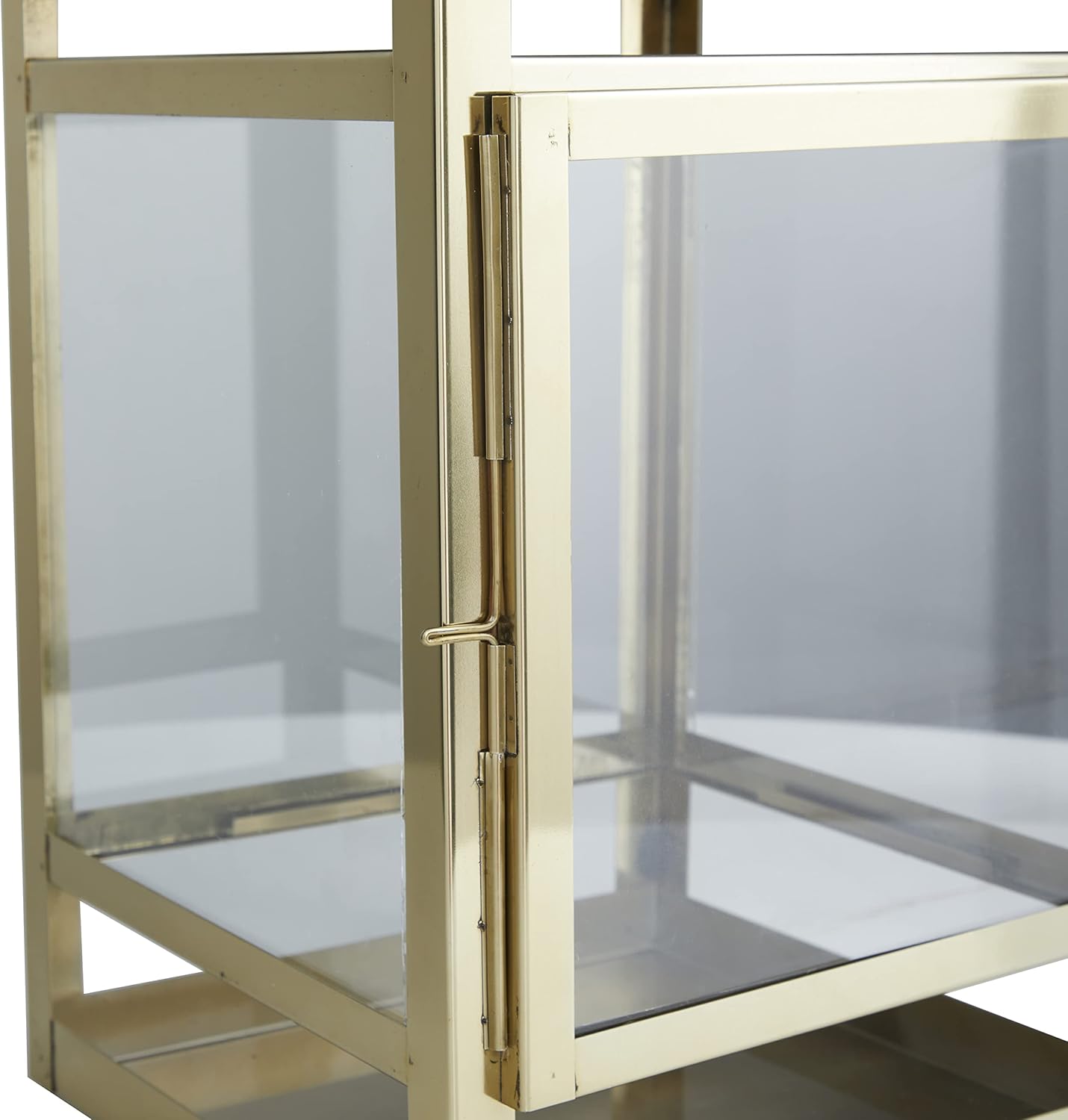 Deco 79 Stainless Steel Pillar Candle Lantern, 10" x 10" x 21", Gold