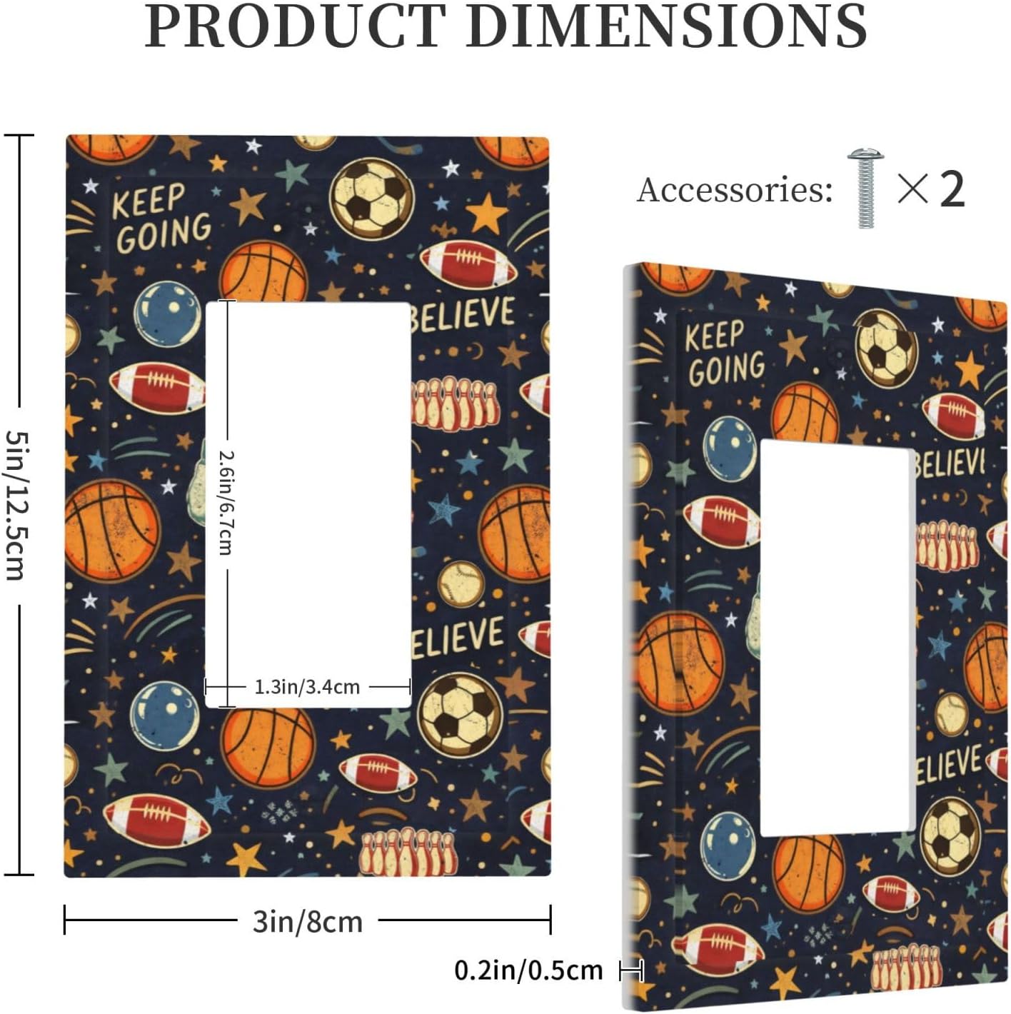 Decorative Outlet Covers Basketball Football Rugby Sport 1 Gang Rocker Light Switch Cover Plate Single Wall Plates for Electrical Outlets Switch Plate Covers Faceplate for Gameroom Home Decor