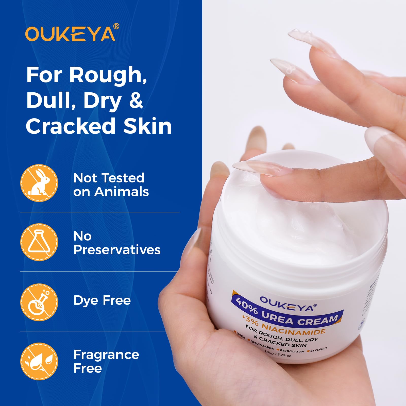 OUKEYA Crema Piedi 40% Urea & 3% Niacinamide, Trattamento Intensivo per Talloni Screpolati, Calli e Pelle Secca, Idratazione Profonda, Per Donne & Uomini (2 Pezzo)