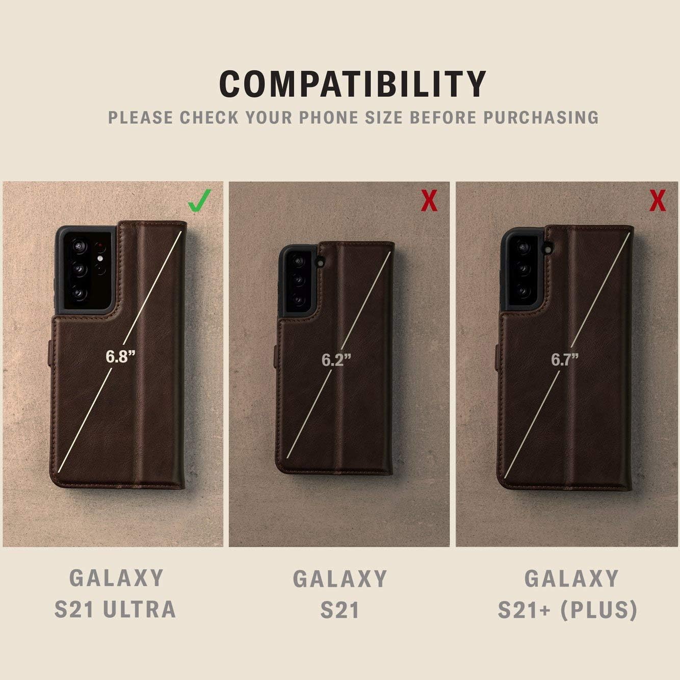 TORRO Cell Phone Case Compatible with Samsung Galaxy S21 Ultra Genuine Quality Leather Flip Cover with [Card Slots] [Horizontal Viewing Stand] [Durable Frame] 6.8” 2021 Release (Dark Brown)