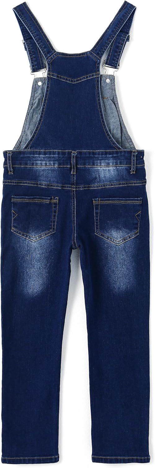 KIDSCOOL SPACE Baby Little Girls Denim Overalls,Toddler Big Boys Adjustable Jeans Workwear