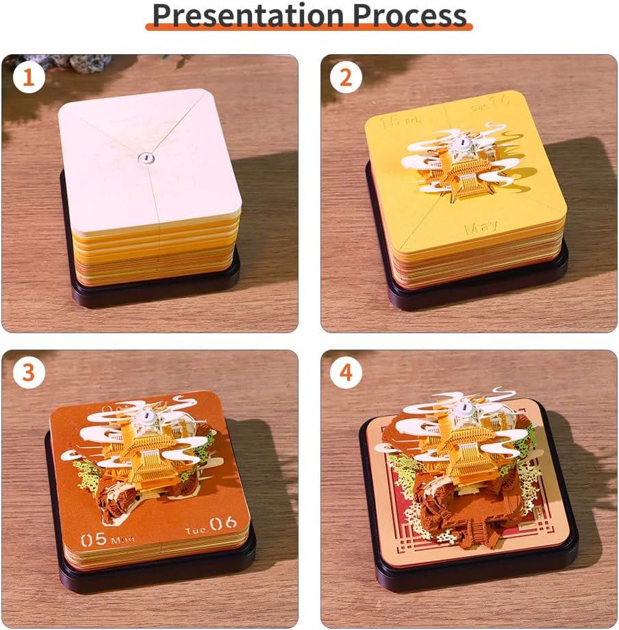 2026 Desk Calendar Colorful Christmas Tree with Light, 3D Memo Pad Non-Stick Sticky Notes Calendar for School Office Home Stress Relief (laojun mountain)