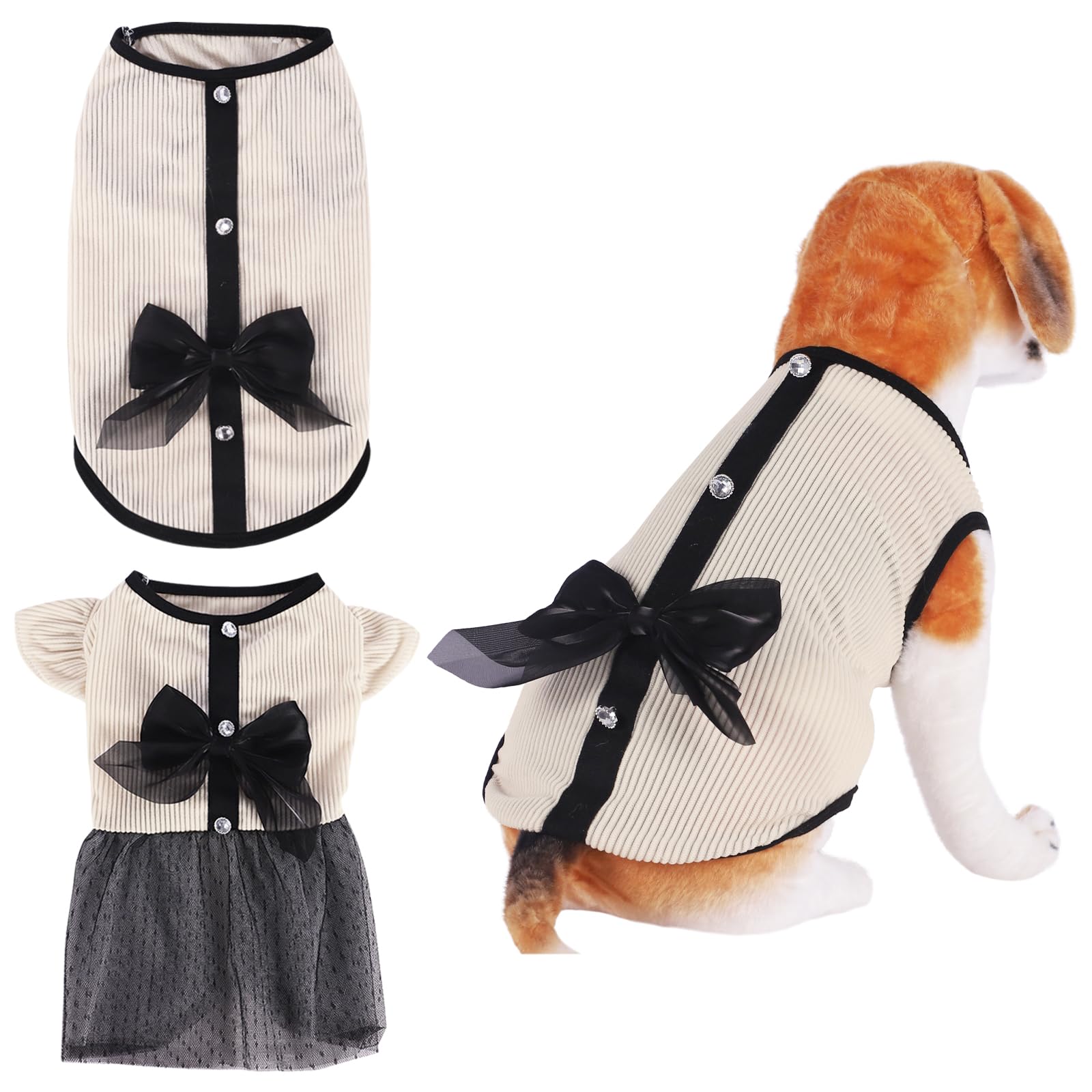 Vestito a tutù con fiocco per cani e gatti, gonna in pizzo vintage, top tank per taglia piccola e media