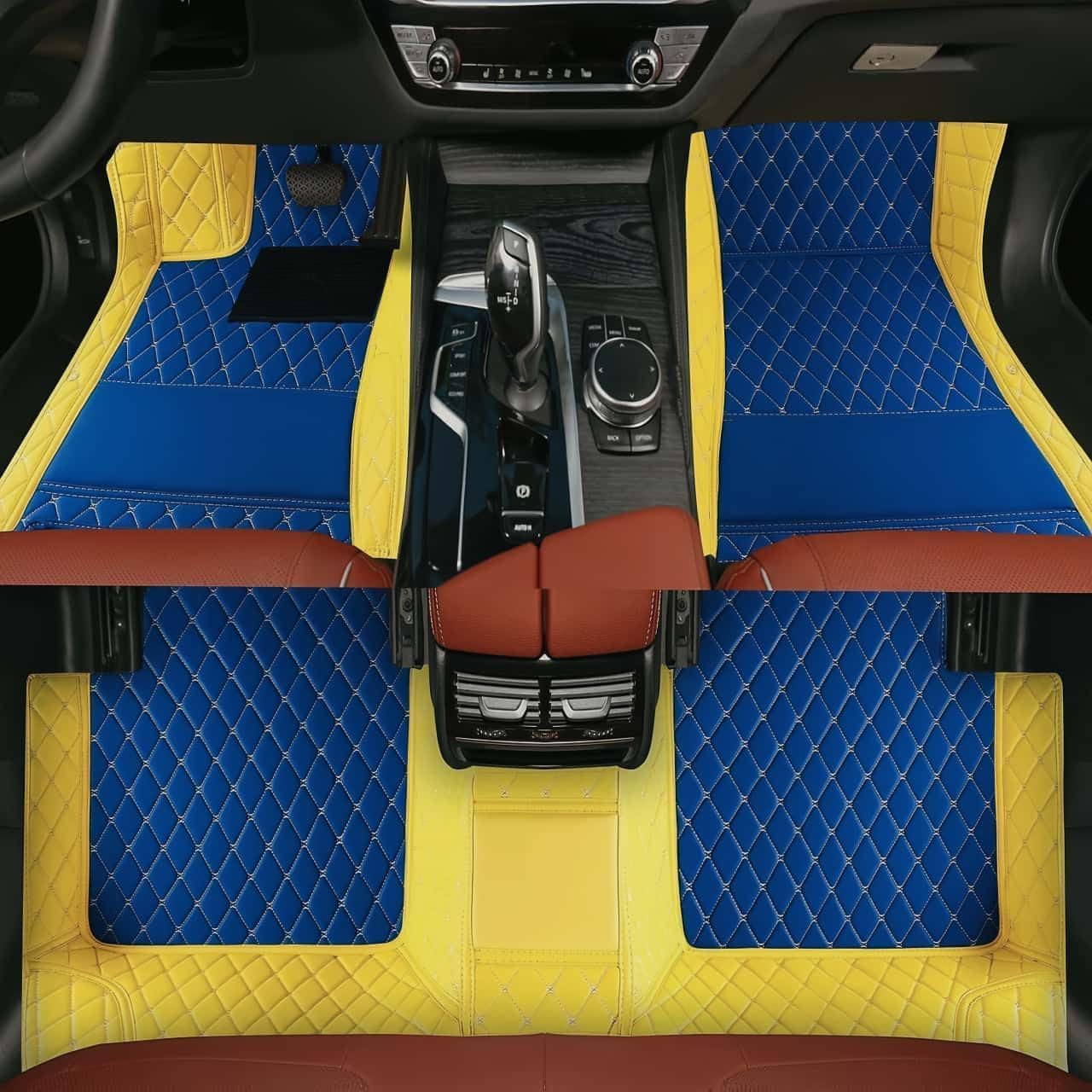 Yaruicar Custom Car Floor Mats for 2002-2026 Cadillac ATS CTS CT6 DTS Escalade Lyriq GT4 Optiq SRX SLS XT4 XT5 XT6 XTS Car Full Coverage Non-Slip Floor Liners (Beige Black Beige)