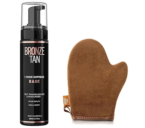 Bronze Tan Dark Self Tanner Mousse & Lavable Self Tanning Mitt Set Espuma bronceadora sin sol de calidad de salón para todos los tonos de piel
