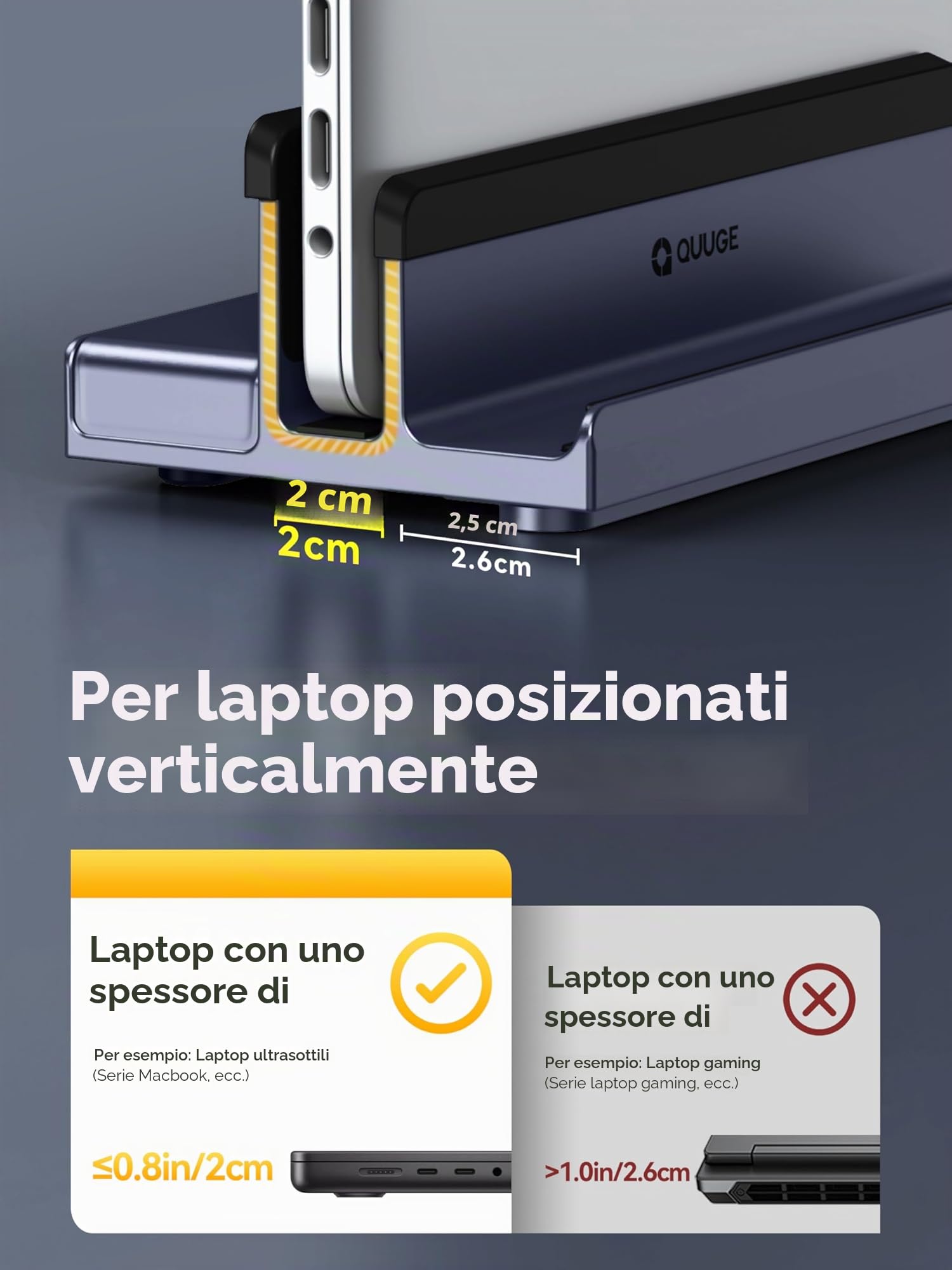 Supporto verticale 7 in 1 per laptop QUUGE con docking station e HDMI 4K per MacBook