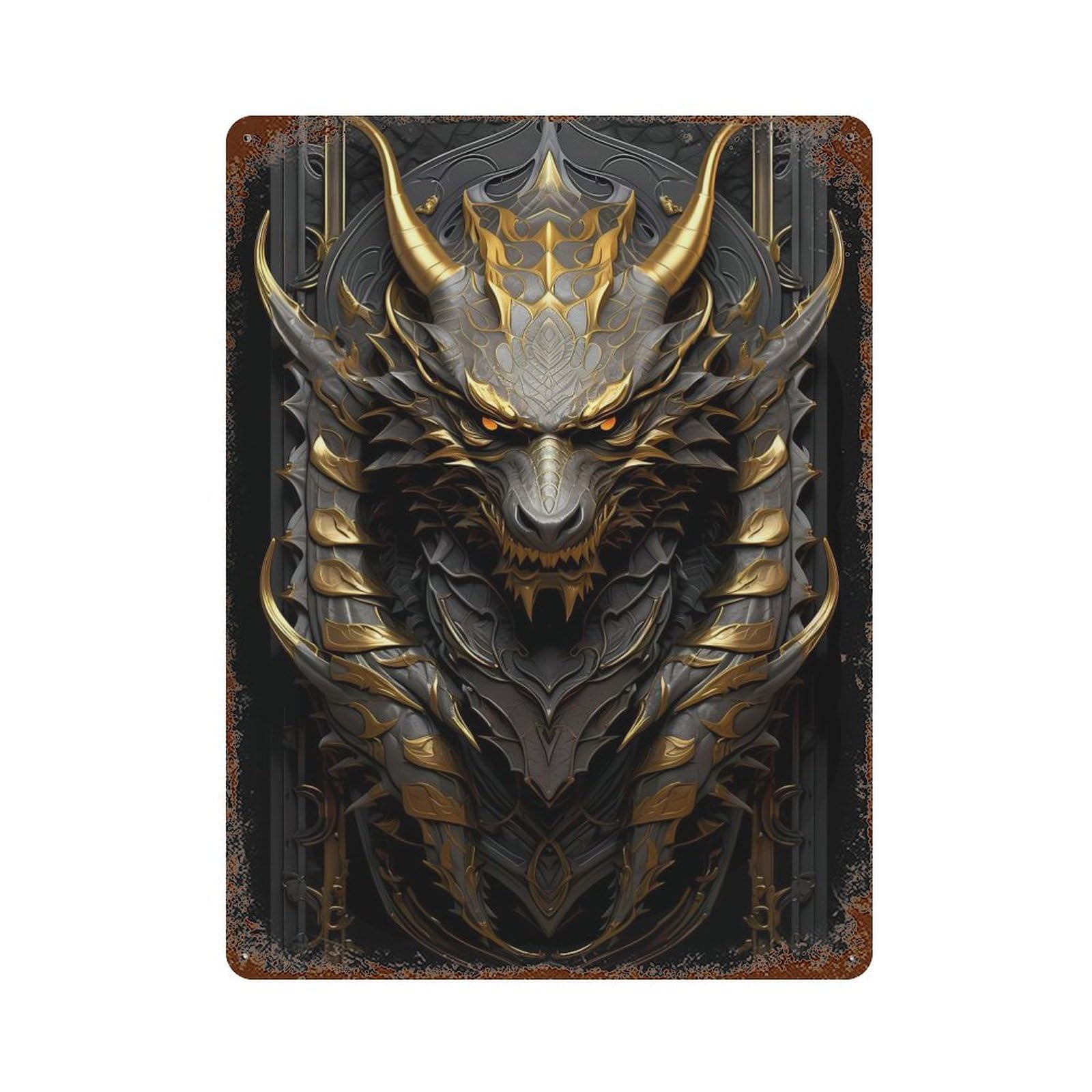 Garage Style Eternal Dragonlord Weathered Tin Sign 15.7"x11.8", Shabby Chic Decor for Bar And Workshop