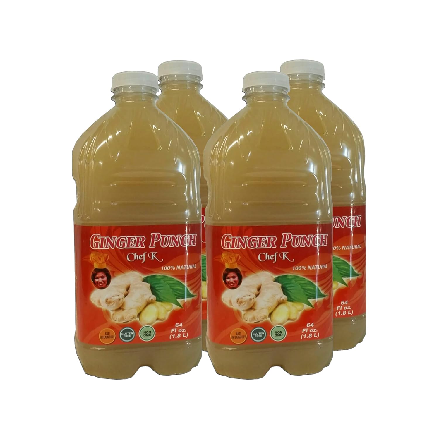 Chef K, Inc. | Ginger Punch – Classic Ginger Drink for Family Gatherings | 64 oz 4 Pack