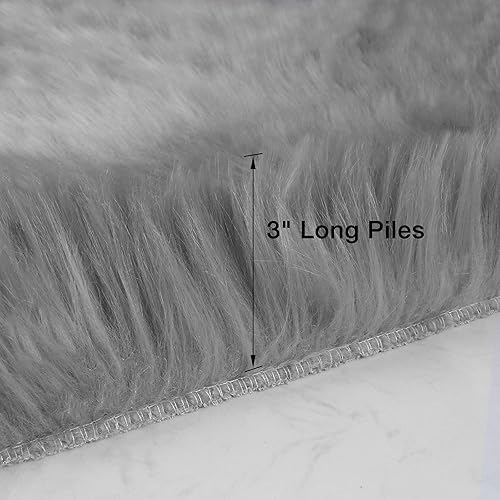 Vista 30 de duduta Tapete redondo de piel de oveja sintética color púrpura de 4 x 4 pies, peludo y mullido, lavable a máquina