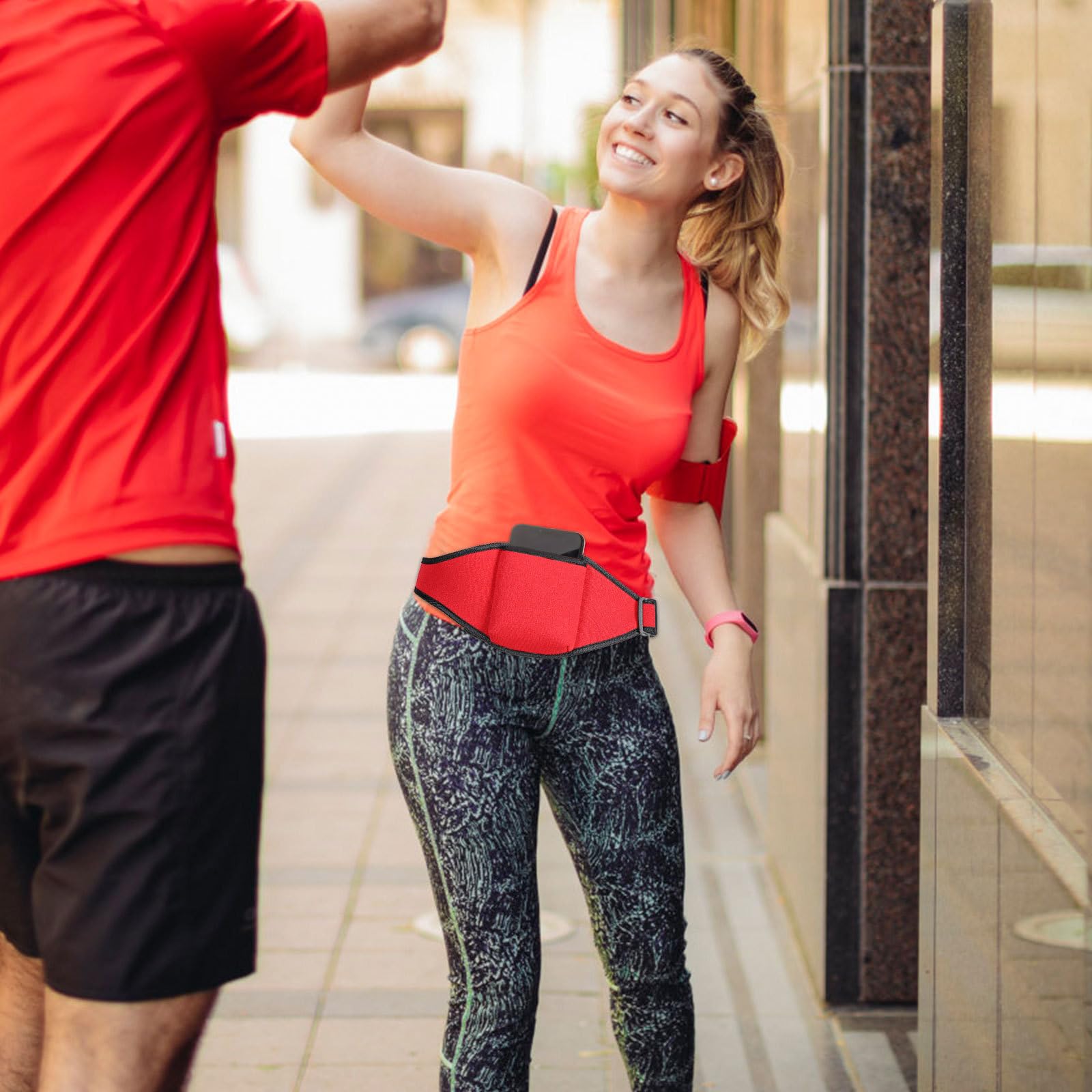 Borsa Cintura per Microfono Fitness in Fibra di Poliestere Rossa, Portamicrofono Sicuro e Discreto per Sport e Palcoscenico