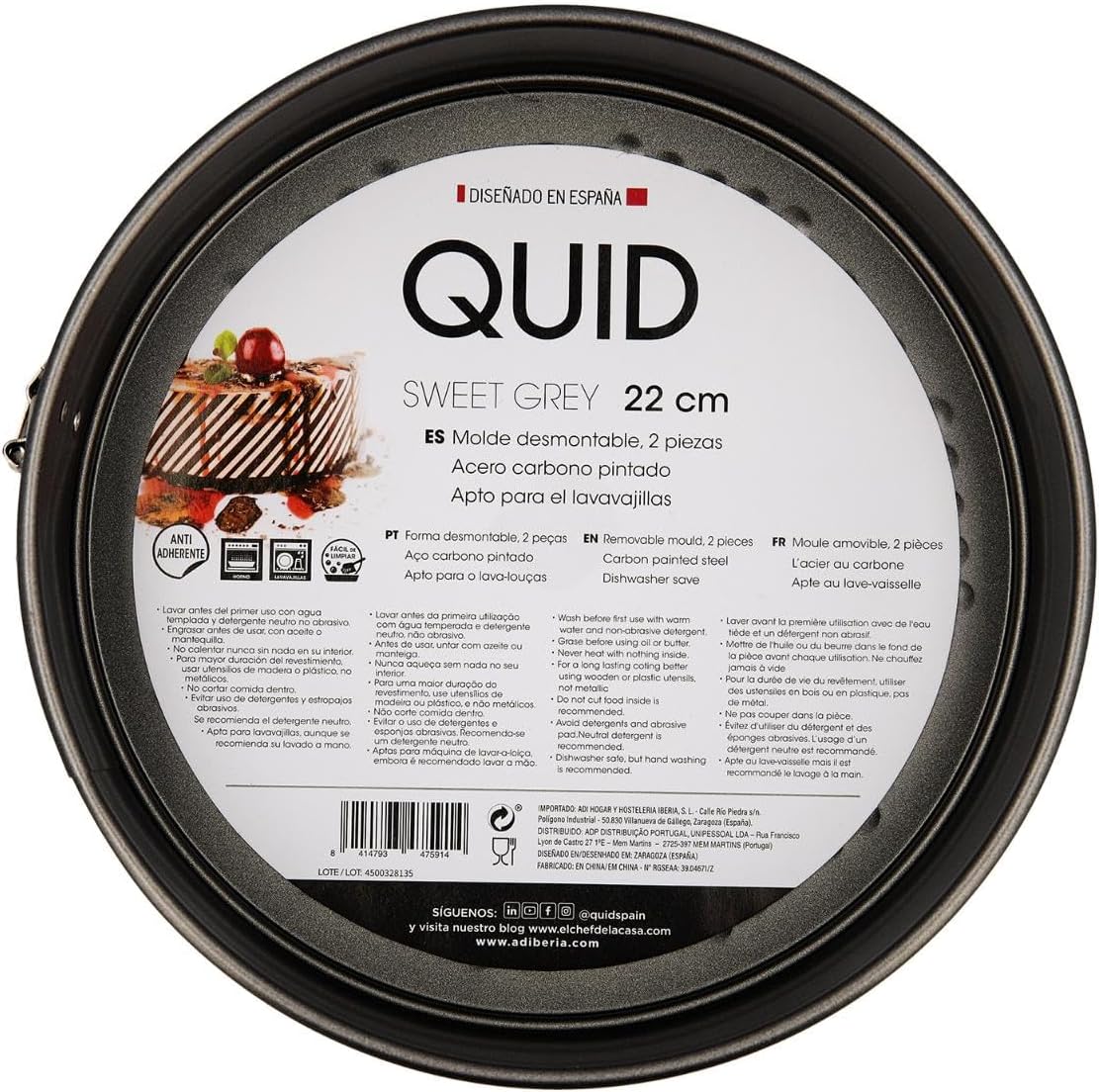 Sweet Grey Square Springform Oven,Black,22 cm