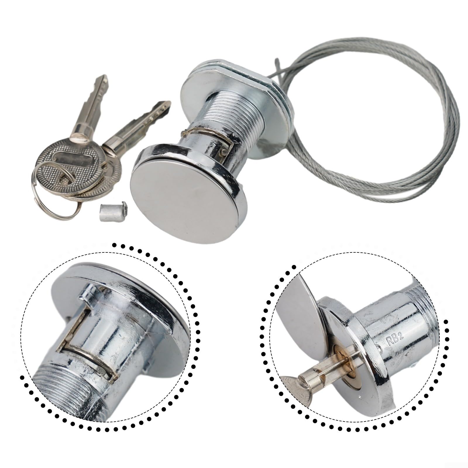Set di 2 serrature a sgancio rapido per porta del garage, con filo di acciaio, sistema di sicurezza rapido e accesso alle chiavi