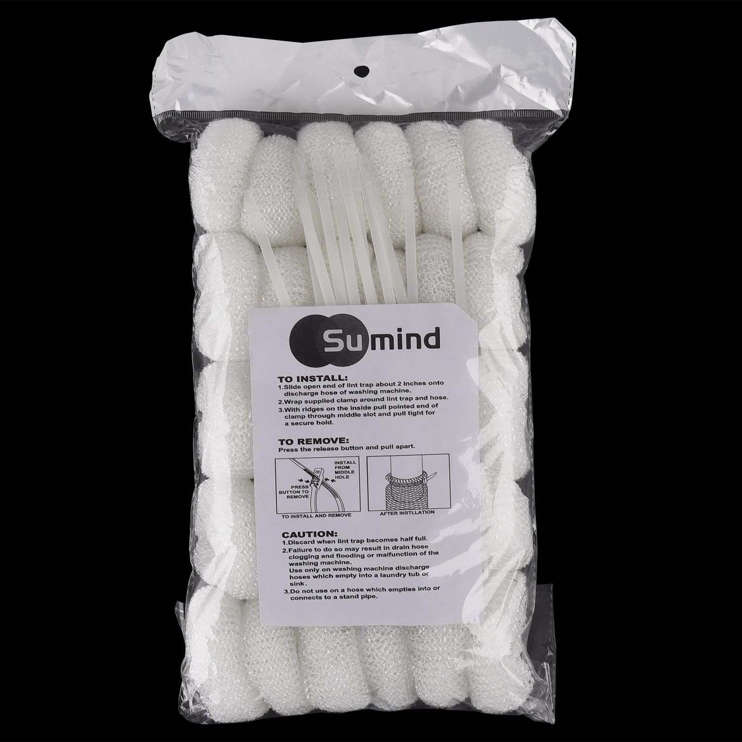 Sumind 30 Pack Nylon Lint Trap Washing Machine Fabric Mesh Snare Washer Lint Catcher with 30 Pack Cable Ties