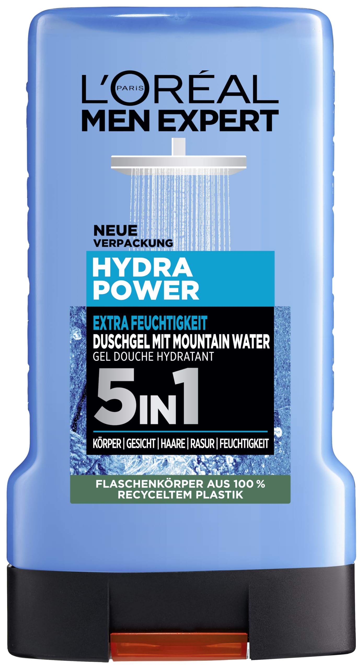 L'Oréal Paris Men Expert Duschgel für Männer, Zur Reinigung von Körper, Haar und Gesicht, Hydra Power, 1 x 250 ml